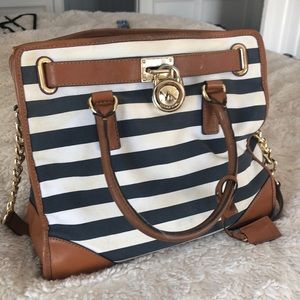 Michael kors navy stripe bag